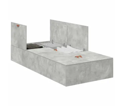 Gultas Rāmis, Betona Pelēks, 75 X 190 Cm, Inženierijas Koks. Vidaxl