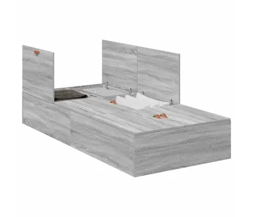 Gultas Rāmis Ar Uzglabāšanu, Pelēkā Sonoma, 75X190 Cm Vidaxl