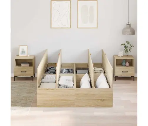 Voodi Hoiukohaga Raam Sonoma Tamm 120 X 190 Cm Tehispuit