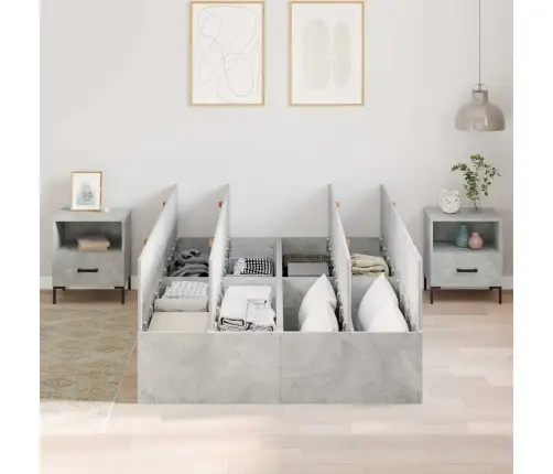 Gultas Rāmis Ar Uzglabāšanu Pelēkā Betona Krāsā 120X190 Cm Vidaxl