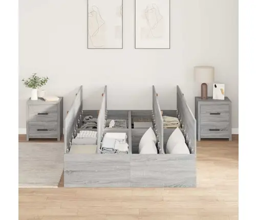 Lova Su Daiktų Laikymo Vieta Pilkas Sonoma 120 X 190 Cm