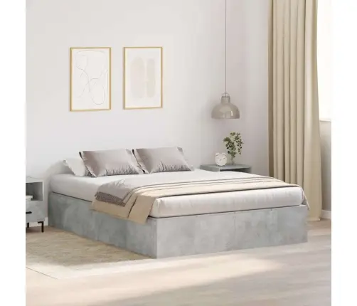 Voodi Hoiukohaga Raam Betoonhall 140 X 190 Cm Tehispuit