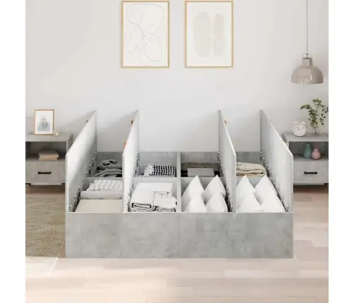 Voodi Hoiukohaga Raam Betoonhall 140 X 190 Cm Tehispuit