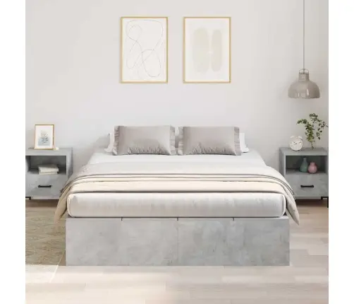 Voodi Hoiukohaga Raam Betoonhall 140 X 190 Cm Tehispuit