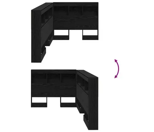 Uzglabāšanas Galvas Balsts Melns Ozols 80 Cm Inženierijas Koks Vidaxl