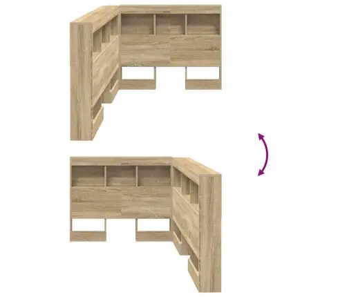 Uzglabāšanas Galvas Balsts Ar Plauktu Ar Galvas Klāju Ar Uzglabāšanu Sonomas Ozola 90 Cm Vidaxl