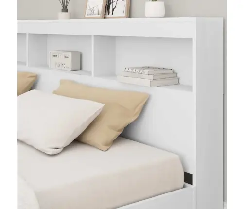 Uzglabāšanas Galvas Balsts Balts 200 Cm Inženierijas Koks Vidaxl