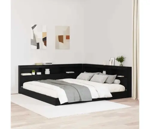 Uzglabāšanas Galvas Balsts Melns Ozols 200 Cm Inženierijas Koks Vidaxl