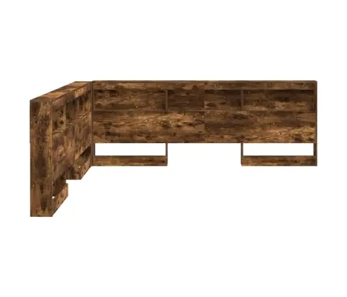 Uzglabāšanas Galvas Balsts Ar Plauktu Dūmakaina Ozolkoka 200 Cm Vidaxl