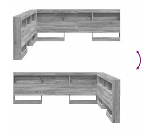Saugojimo Galvos Atlošas Su Lentyna Pilka Sonoma Ąžuolo 200 Cm