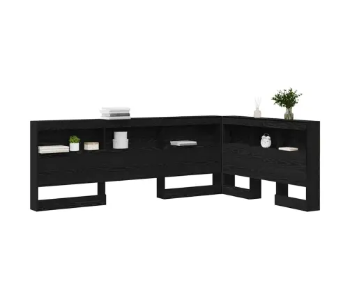 Uzglabāšanas Galvas Balsts Melns Ozols 120 Cm Inženierijas Koks Vidaxl