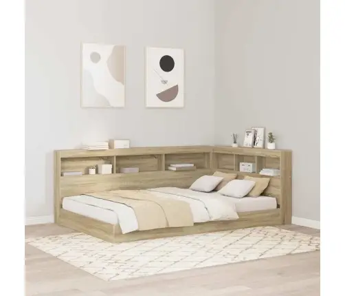 Uzglabāšanas Galvas Balsts Ar Plauktu Ar Galvas Klāju Ar Uzglabāšanu Sonomas Ozola 120 Cm Vidaxl