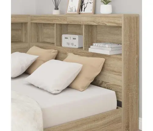 Uzglabāšanas Galvas Balsts Ar Plauktu Ar Galvas Klāju Ar Uzglabāšanu Sonomas Ozola 120 Cm Vidaxl