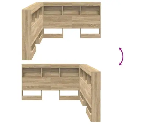 Uzglabāšanas Galvas Balsts Ar Plauktu Ar Galvas Klāju Ar Uzglabāšanu Sonomas Ozola 120 Cm Vidaxl