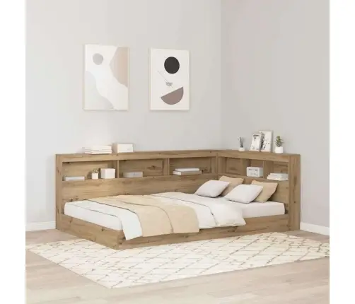 Uzglabāšanas Galvas Balsts Ar Plauktu Amatnieku Ozola 120 Cm Vidaxl