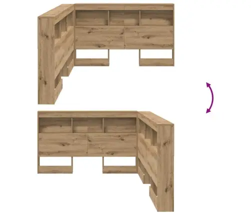 Uzglabāšanas Galvas Balsts Ar Plauktu Amatnieku Ozola 120 Cm Vidaxl