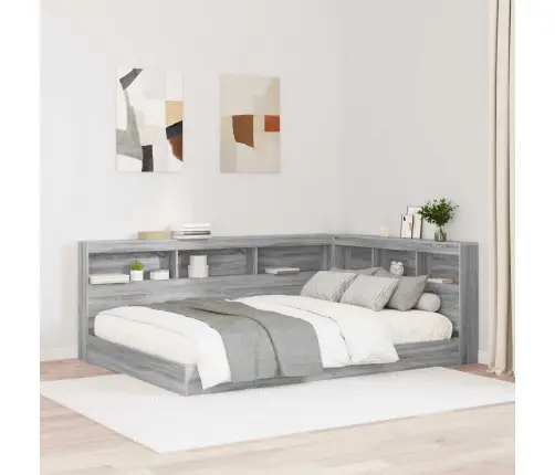 Uzglabāšanas Galvas Balsts Ar Plauktu Pelēks Sonoma 140 Cm Vidaxl