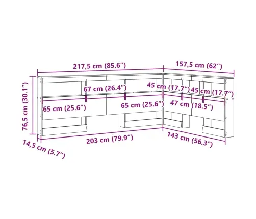 Uzglabāšanas Galvas Balsts Ar Plauktu Pelēks Sonoma 140 Cm Vidaxl
