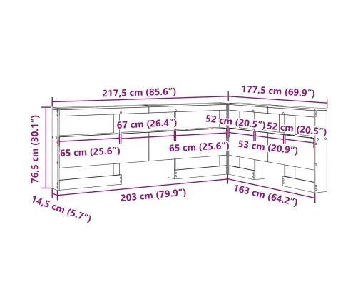 Uzglabāšanas Galvas Balsts Ar Plauktu Pelēks Sonoma 160 Cm Vidaxl