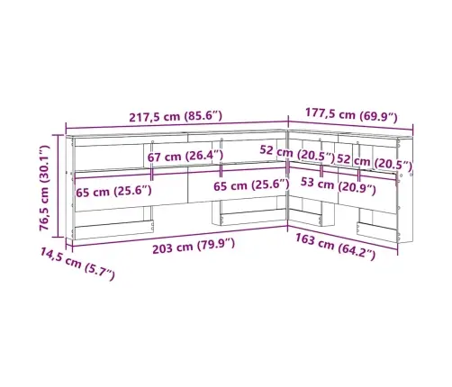 Uzglabāšanas Galvas Balsts Ar Plauktu Amatnieku Ozola 160 Cm Vidaxl