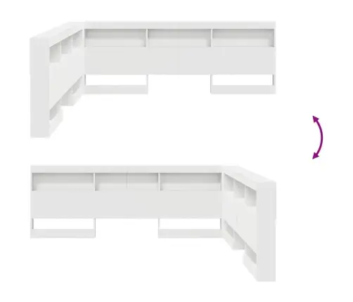 Uzglabāšanas Galvas Balsts Balts 180 Cm Inženierijas Koks Vidaxl