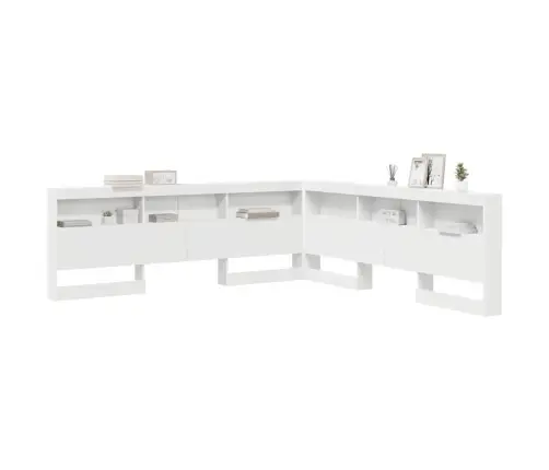 Uzglabāšanas Galvas Balsts Balts 180 Cm Inženierijas Koks Vidaxl