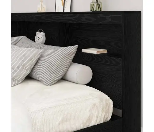 Uzglabāšanas Galvas Balsts Melns Ozols 180 Cm Inženierijas Koks Vidaxl