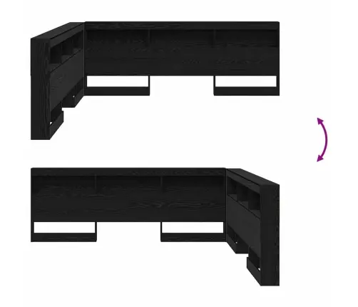 Uzglabāšanas Galvas Balsts Melns Ozols 180 Cm Inženierijas Koks Vidaxl