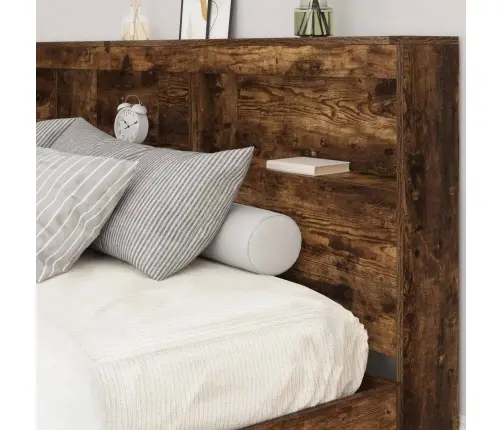 Uzglabāšanas Galvas Balsts Ar Plauktu Dūmaka Ozols 180 Cm Vidaxl