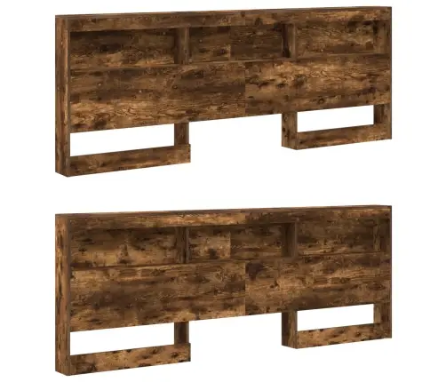 Uzglabāšanas Galvas Balsts Ar Plauktu Dūmaka Ozols 180 Cm Vidaxl