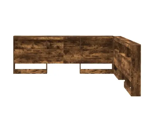 Uzglabāšanas Galvas Balsts Ar Plauktu Dūmaka Ozols 180 Cm Vidaxl