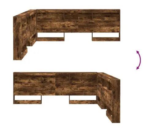 Uzglabāšanas Galvas Balsts Ar Plauktu Dūmaka Ozols 180 Cm Vidaxl