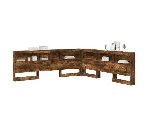 Uzglabāšanas Galvas Balsts Ar Plauktu Dūmaka Ozols 180 Cm Vidaxl