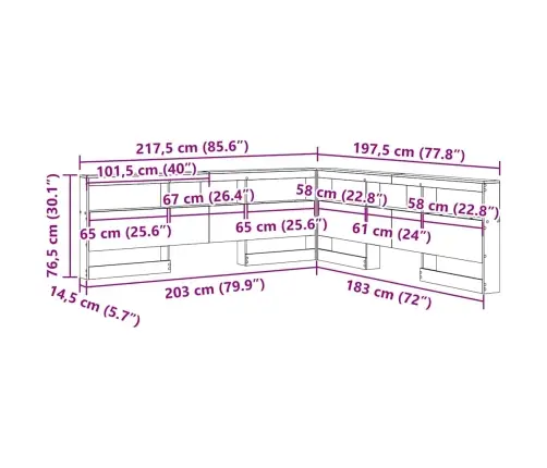 Saugojimo Galvos Atlošas Pilkas Sonoma 180 Cm Apdirbta Mediena