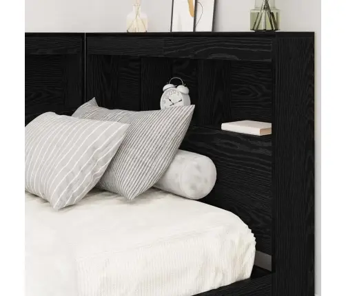 Uzglabāšanas Galvas Balsts Melns Ozols 75 Cm Inženierijas Koks Vidaxl