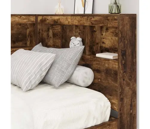 Uzglabāšanas Galvas Balsts Ar Plauktu Dūmakaina Ozolkoka 75 Cm Vidaxl