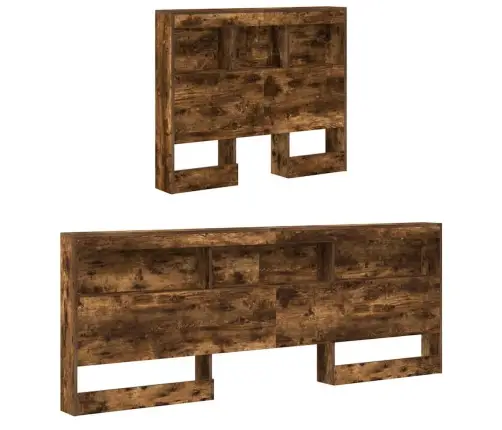 Uzglabāšanas Galvas Balsts Ar Plauktu Dūmakaina Ozolkoka 75 Cm Vidaxl