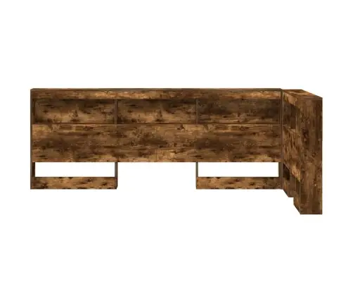 Uzglabāšanas Galvas Balsts Ar Plauktu Dūmakaina Ozolkoka 75 Cm Vidaxl