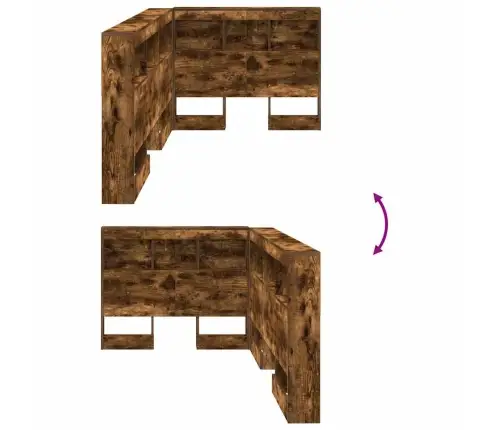 Uzglabāšanas Galvas Balsts Ar Plauktu Dūmakaina Ozolkoka 75 Cm Vidaxl