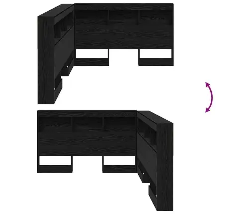 Uzglabāšanas Galvas Balsts Melns Ozols 120 Cm Inženierijas Koks Vidaxl