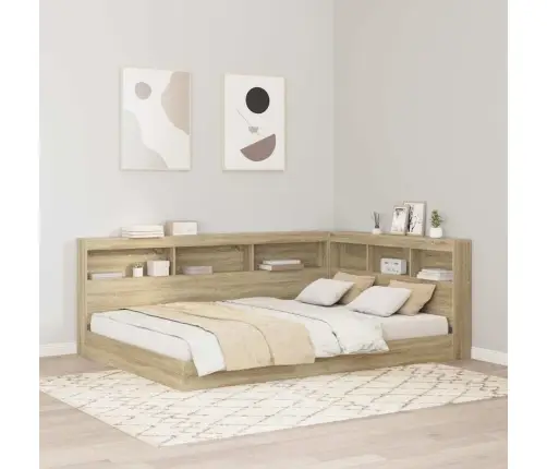 Uzglabāšanas Galvas Balsts Ar Plauktu Ar Galvas Klāju Ar Uzglabāšanu Sonomas Ozola 140 Cm Vidaxl