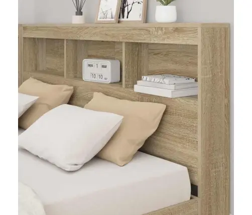 Uzglabāšanas Galvas Balsts Ar Plauktu Ar Galvas Klāju Ar Uzglabāšanu Sonomas Ozola 140 Cm Vidaxl