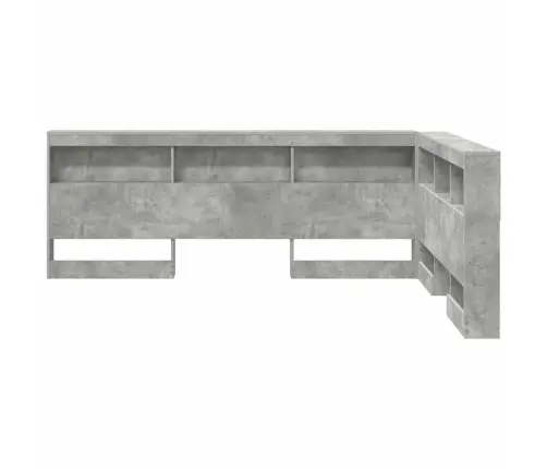 Uzglabāšanas Galvas Balsts Ar Plauktu Ar Galvas Klāju Ar Uzglabāšanu Betona Pelēka 135 Cm Vidaxl