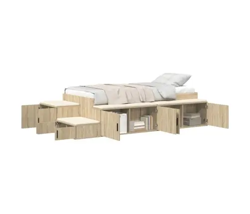 Uzglabāšanas Gultas Rāmis Sonoma Ozols 100X200 Cm Vidaxl