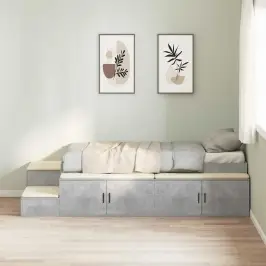 Gultas Ar Uzglabāšanas Vietu Betona Pelēks 244 X 127 X 53.5 Cm Vidaxl