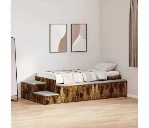 Lova Su Daiktų Laikymo Vieta Su Saugykla Rūkyta Ąžuolas 90 Cm