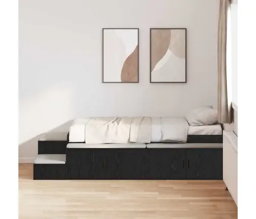 Uzglabāšanas Gultas Rāmis Melna Ozola 100X200 Cm Vidaxl