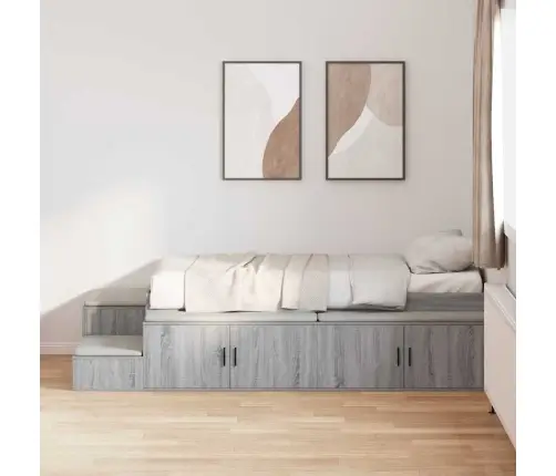 Gultas Ar Uzglabāšanas Vietu Ar Atvilktni Pelēka Sonomas Ozola Vidaxl