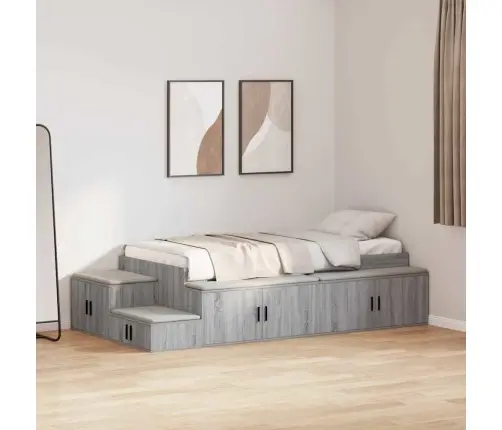 Gultas Ar Uzglabāšanas Vietu Ar Atvilktni Pelēka Sonomas Ozola Vidaxl