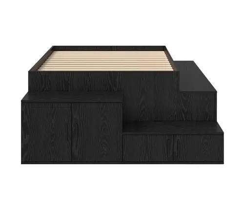 Uzglabāšanas Gulta Rāmis Melns Ozols 90X190 Cm Vidaxl